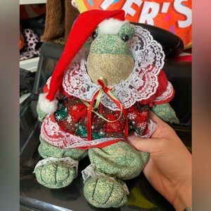 Vintage Christmas frog plush